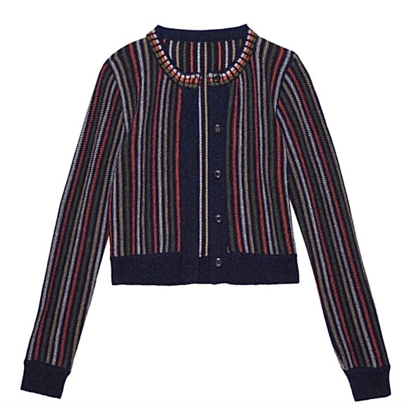 THE GREAT. Sweaters - The Great. Navy Stripe Cardigan